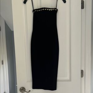 Alice + Olivia Black Strapless Dress with Gold Detailing